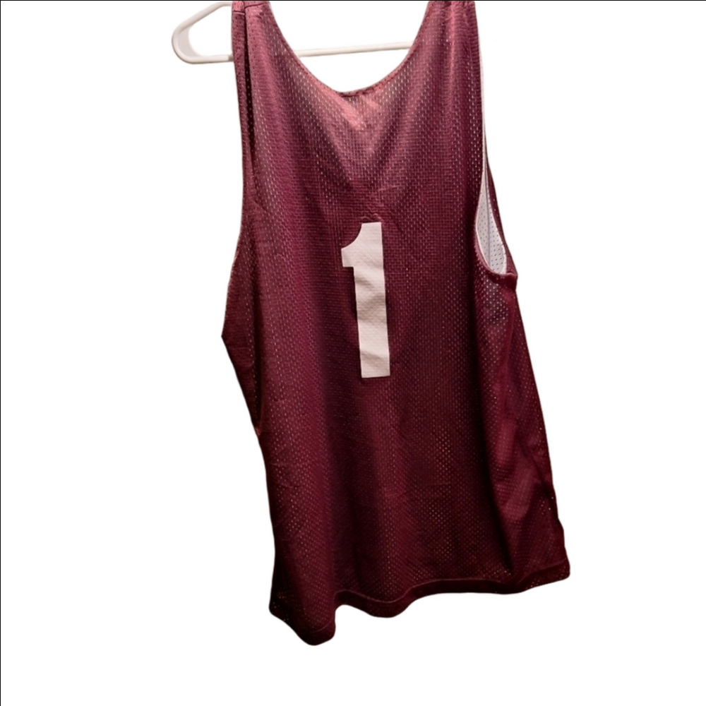 Mens Burgundy and White Reversible Basketball Tank Top